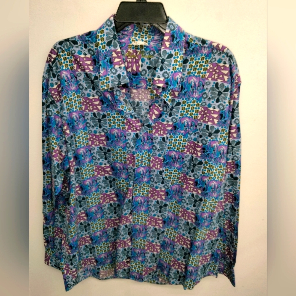 Alan Flusser (Size Xl) Men's Multicolor Mixed Media Button Down Front Ls Shirt